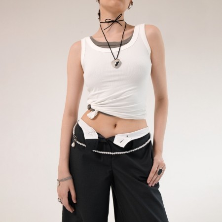 Choker "heart" metallic, black color in silver, 60 cm-6