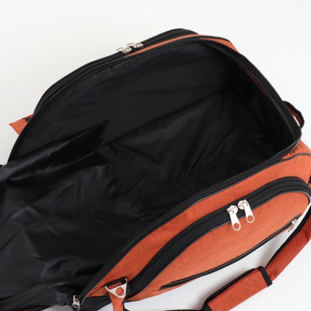 Road bag on wheels, 3 outer pockets, shoes department, black/orange color-5