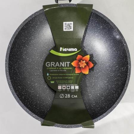 Granite frying pan, d = 28 cm, removable handle, anti-stick coating, gray color-7
