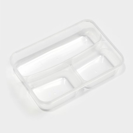 Lunch box rectangular, 21 × 14.5 × 5.5 cm, 3 compartments, color mix-3