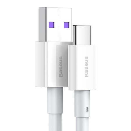 Cable Baseus, Type -C - USB, 6 A, 66W, TPE braid, 1 m, white-2