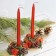 New Year's candle with a candlestick "Red cones and gifts" (set 4 pcs) 4x13x17 cm, red