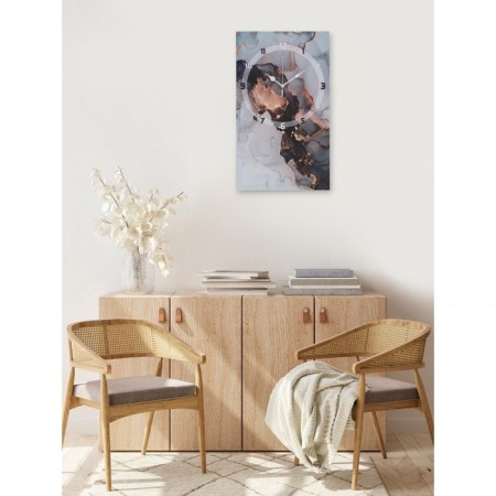 Carty clock is wall-mounted, interior "marble", 35 x 60 cm, on canvas, silent-4
