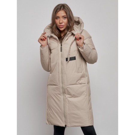 Coat insulated winter female, size 44, beige color-6