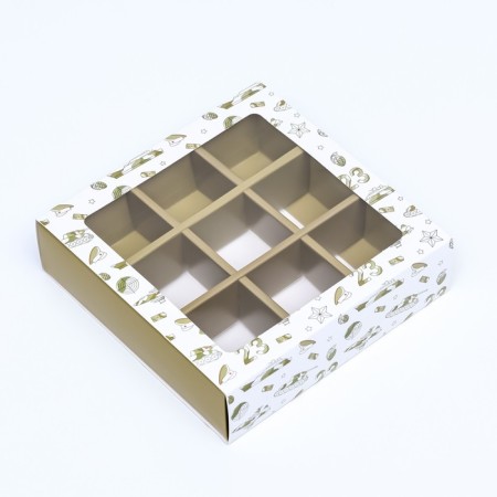 Box for 9 sweets with a shell, "February 23" 13.8 x 13.8 x 3.8-2