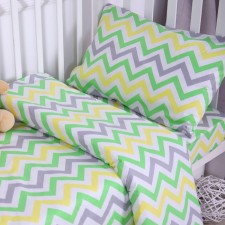 Постельное бельё BABY Зигзаг жёлто-зелёный 112х147 см,60х120 см на резинке, 40х60 см,бязь 125 гр/м,100% хлопок