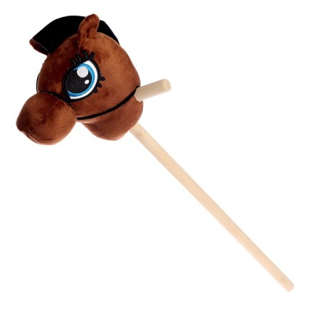 Soft toy "horse-horseman" on a stick, brown color-18