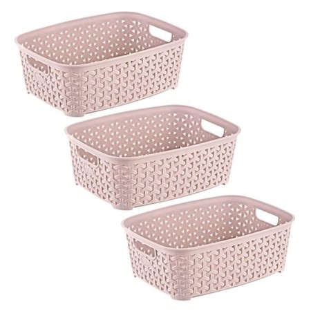 Hobbylife Rattan basket, size m, with handles, 19.5x26x9 cm, color mix-3