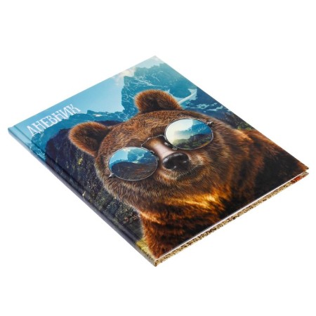 Diary for grades 5-11, "Bear with glasses", solid cover 7BC, glossy lamination, 48 sheets-1