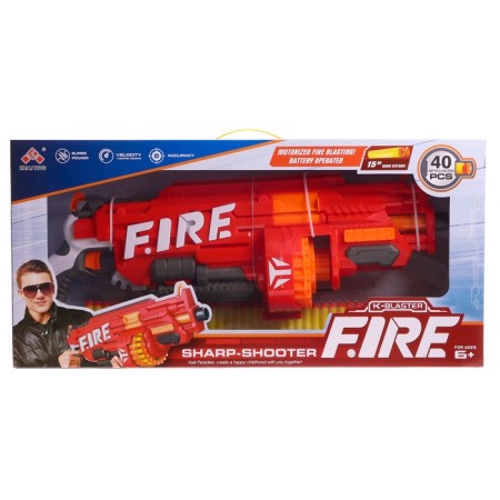 Blaster "Fiery", shoots with soft bullets, works on batteries-12