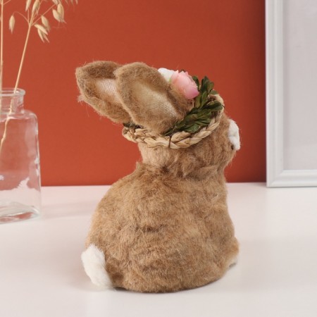 Decor "Rabbit in a straw hat with flowers" 16x18x22 cm-2