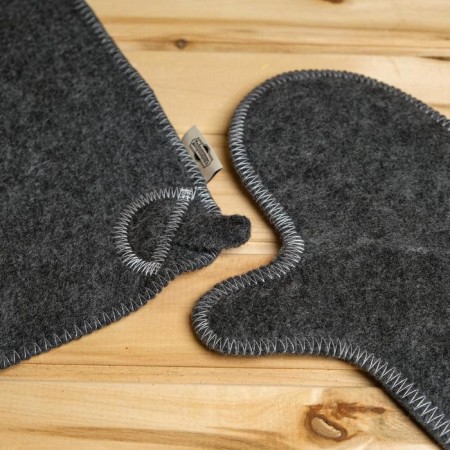 Set for the bath "Pilot" Gray: hat, rug, mitten-4