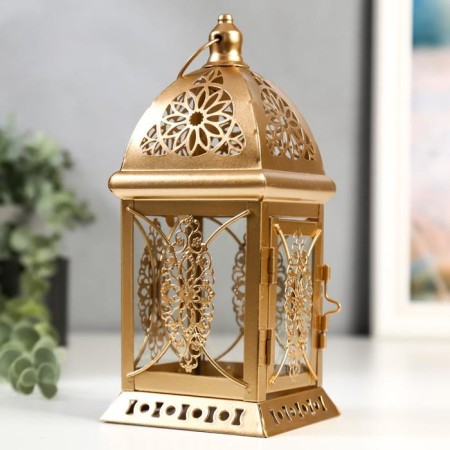 Climber metal, glass for 1 candle "Flash. Fes" gold 21.5x9.7x9.7 cm