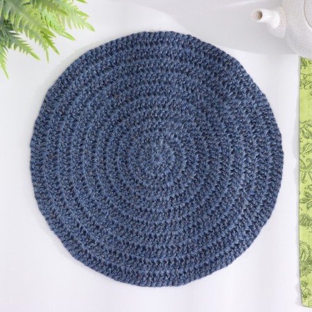 Serving napkins, D 35 cm, blue, jute-1