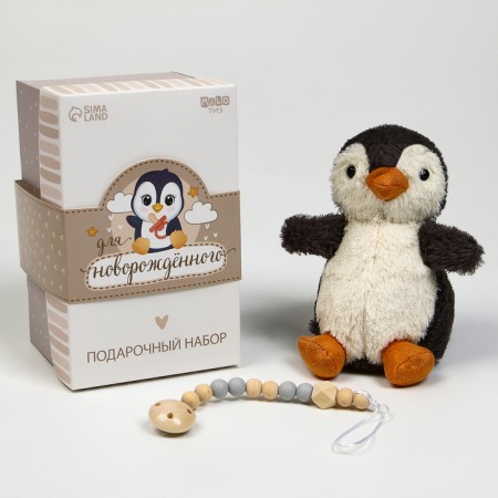 Set gift: soft toy+holder for dummy "Penguin"-1