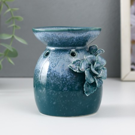Aroma lamp ceramics "Field flower" white-blue 7.5x7.5x9.3 cm-2