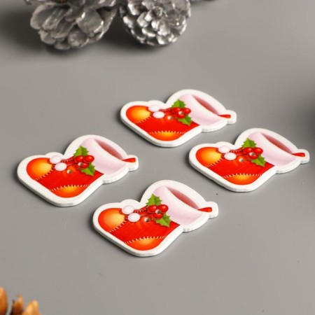 A set of buttons for creativity wood "New Year's boot" set of 15 pcs 3x2.6 cm