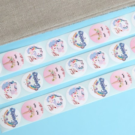 Set of stickers in the roll "unicorns", 500 pcs, 2.5 x 2.5 cm-3