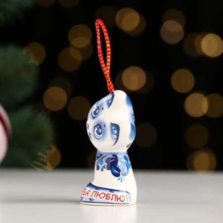 Souvenir bell "kitten" No. 1 Gzhel, 6 cm-1