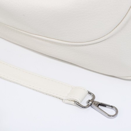 Lurch bag with lightning, external pocket, long belt, white color-5