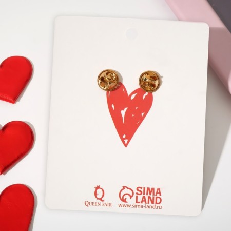 Nonsense icons "Heart" pin, red color in gold-3