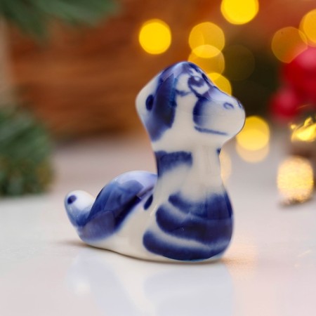 New Year. Souvenir "Snake Motya" 5.5 × 7.5 cm, gzhel-1