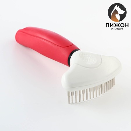 Comb for wool with rotating cloves of Pimium diode, 9.5 x 17 cm, red