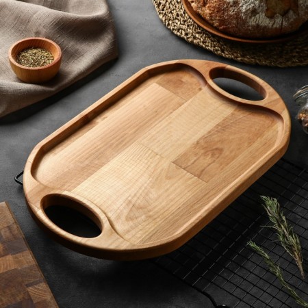 A tray for feeding with pens, 40 × 25 × 1.8 cm, array of birch, soaked in oil-1
