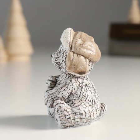 Souvenir Polystone "Bear in a head-hat, sits" Gray mix 6x5x7.5 cm-4