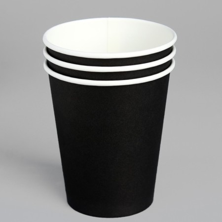 Black paper glass "Black" for hot drinks, 250 ml, diameter 80 mm-1