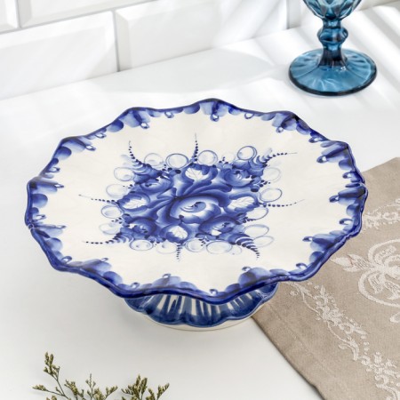 Tortnice "Lace", Gzhel, Porcelain, D = 26 cm-1