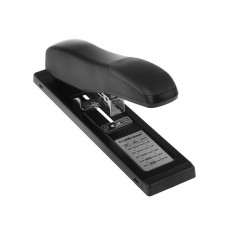 The stapler is powerful, up to 90 sheets, Erichkrause Elegance, brackets No. 24/6, 23/6, 23/8, 23/10, 23/13, holds up to 100 brackets, depth of bookmark up to 55 mm, black