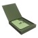 Organizer on the rings A6+, 80 sheets, leatherette, with a knife, a line, with a handle, in a gift box, green