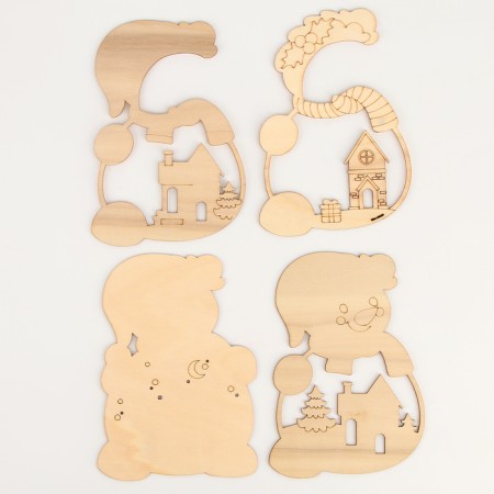 New Year's set for creativity. Wood painting "New Year! Nightfall snowman "-3