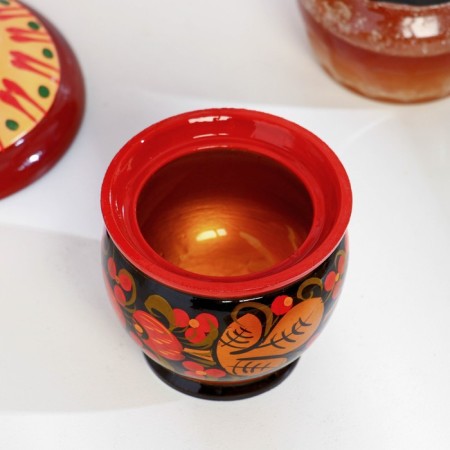 Solonka "Berry", with a lid, 6 × 7 cm, Khokhloma-2