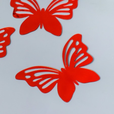 Interior mirror sticker "Openwork" set 3 pcs red 11x7.5 cm-1
