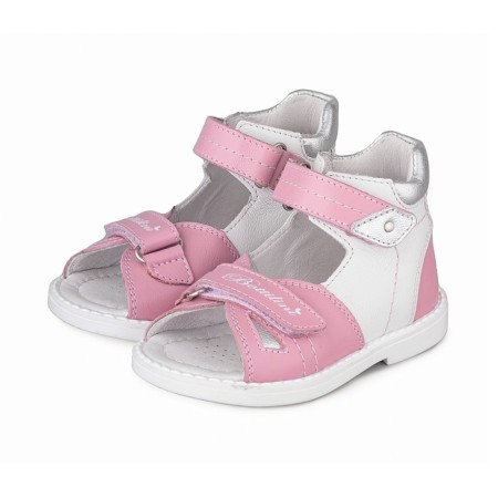 Baby sandals, size 24, white-silver color
