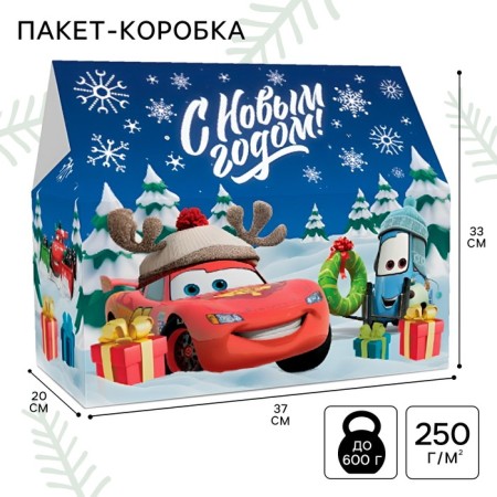Package-Korobok, "Happy New Year", 37 x 33 x 20 cm, cars