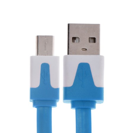 Oxion DCC328, MicroUSB cable, charging + data transfer, 1 m, flat, blue-1