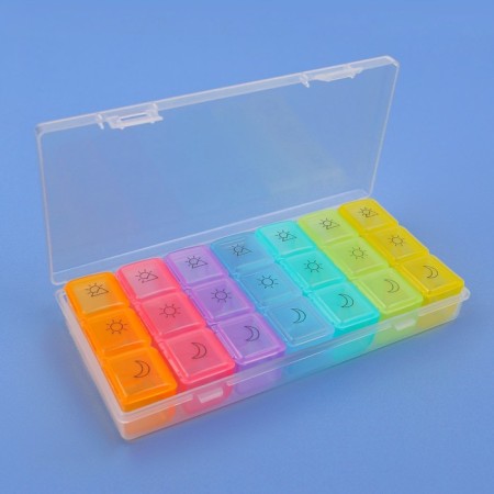 Airman - Organizer "Week", removable cells, morning/day/evening, 17.4 × 8.2 × 2.5 cm, 7 containers of 3 sections, multi -colored-3
