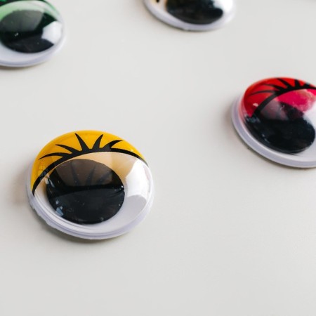 Eyes with glue -based cilia, set of 18 pcs., Size: 2 cm-5