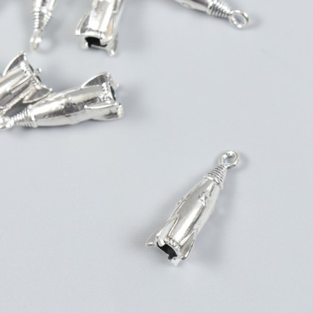 Decor for creativity Metal "Rocket" set 8 pcs silver 1x2.3 cm-1
