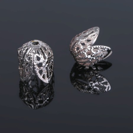 Bead hats (set 20pcs), SM-051, 11 × 12 mm, silver color