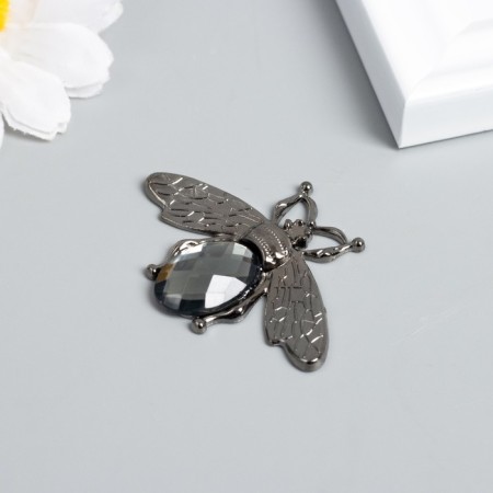 Decor for creativity metal, rhinestones "fly" dark silver 3.5x4.7 cm-1
