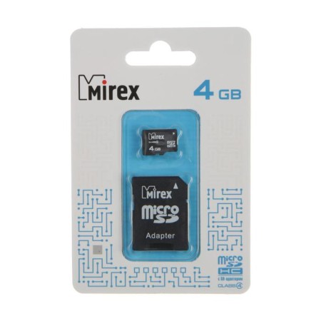 MIREX Microsd memory card, 4 GB, SDHC, class 4, with adapter SD-3