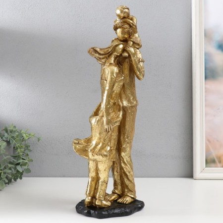 Souvenir Polystone "Strong Family" Gold 44x15x13 cm-3