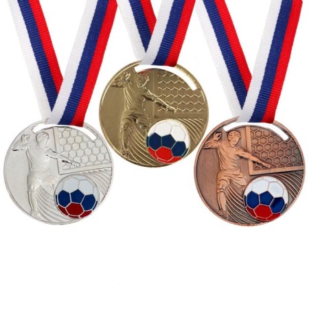 Thematic medal "Football", silver, d = 5 cm-1