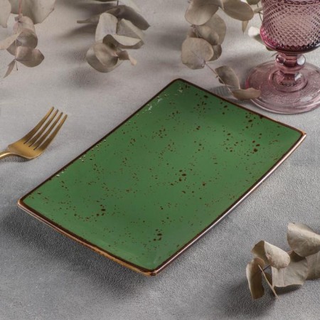 Ceramic rectangular "constellation", 22 × 14 cm, green color, green-1