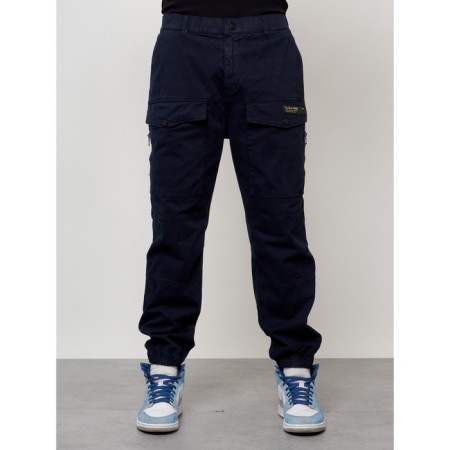 Cargo jeans men, size 44-46, dark blue color-4