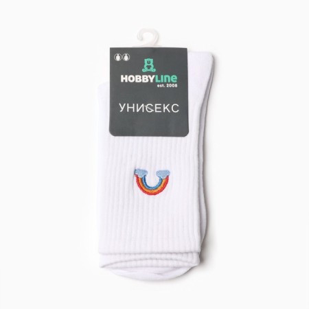 Unisex socks "Rainbow", white color, size 36-43-2